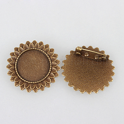 Weinlese Legierung  Broschennadeln cabochon lünette Fassungen PALLOY-N0085-38AB-NF