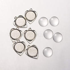 Antiken goldenen Ton Anhänger Legierung leere Grundfassungen für Cameo-Cabochons DIY-X0183-AS