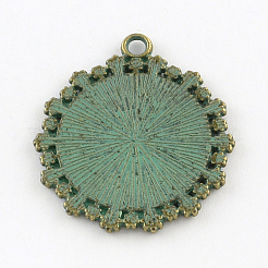 Tibetischen Stil Oval mit Schädellegierung hängender Cabochon Fassungen PALLOY-R065-098-FF