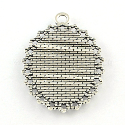Tibetischer Stil oval Legierung Anhänger Fassungen TIBEP-Q045-007AS-RS