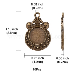 Cabochon-Fassungen für Anhänger aus Zine-Legierung im tibetischen Stil PALLOY-YW0001-72AB