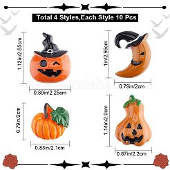 40 Stück 4 Stile Halloween-Thema undurchsichtige Harz-Cabochons RESI-GF0001-09
