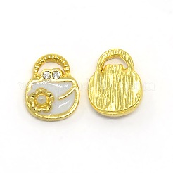 Nickelfrei goldenen Ton Legierung Rhinestone-Emaille Cabochons ENAM-J472-04G-NF