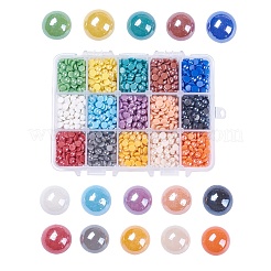 15 Farben pearlized überzogene handgemachte Porzellan Cabochons PORC-JP0001-10-6mm