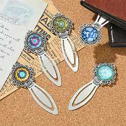 Lesezeichen mit Mosaik-bedruckten Glas-Cabochons AJEW-JK00274