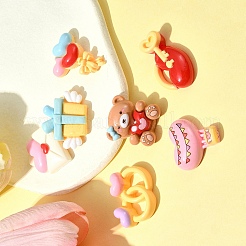 7 Stück 7 Stile Ring/Box/Schloss/Umschlag/Bär/Ballon/Heißluftballon Valentinstag Thema undurchsichtige Harz Decoden Cabochons RESI-FS0001-69