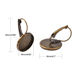 Antike Bronze Messing Lünette Brisur Ohrring Zubehör für Cabochons X-KK-C1244-16mm-AB-NR