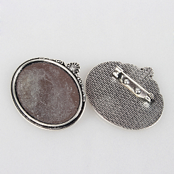 Weinlese Legierung  Broschennadeln cabochon lünette Fassungen X-PALLOY-N0085-08AS