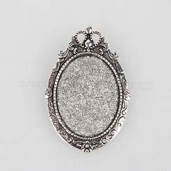 Vintage tibetischer Stil Aluminium Brosche Cabochon Fassungen PALLOY-N0085-35AS