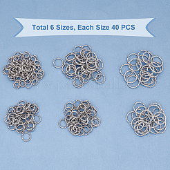 240 Stück 6 Stile 304 Edelstahl Twist Open Biegeringe STAS-UN0023-84