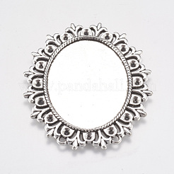 Vintage tibetischen Stil Legierung Herzanhänger Cabochon Lünette Fassungen TIBEP-554-AS-LF