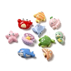 Deko-Cabochons aus undurchsichtigem Harz mit Meerestiermotiv RESI-D009-07