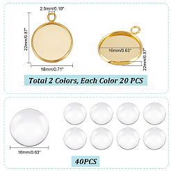 40 Stück 2 Farben 304 Edelstahl Anhänger Cabochon-Einstellungen STAS-UN0053-66