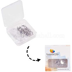 Pandahall Elite 30 Stk. 12 mm flache runde Messing Ohrstecker Cabochon Einstellung Pfosten Tasse mit 30 Stk. 12 mm Klarglas Cabochons für Ohrring DIY Schmuck Handwerk DIY-PH0020-31P