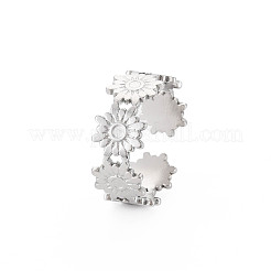 Anlaufgeschützter offener Manschettenfingerring aus Edelstahl 304 mit Cabochon-Fassungen STAS-S119-162P