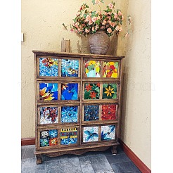 Spiegelfläche quadratische Mosaikfliesen Glascabochons DIY-P045-14