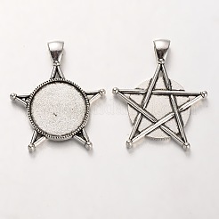 Tibetischer Stil Legierung Anhänger Cabochon Lünette Fassungen PALLOY-J494-15AS
