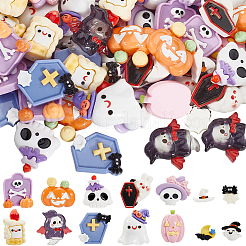 84 Stück 16 Stile Halloween opake Harz Decoden Cabochons CRES-SC0002-89