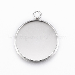 Anlaufgeschützte Cabochonfassungen für Anhänger aus Edelstahl 304 X-STAS-E146-18P-18mm