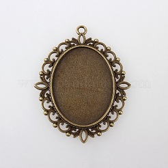 Tibetischen Stil Anhänger cabochon Fassungen mit antiken metallic Farbe und erhöht Skulptur sind voll von Vintage-Stil X-TIBEP-M018-70AB-NF