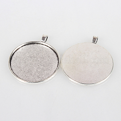 Tibetischen Stil Legierung Blume große Anhänger cabochon Fassungen TIBEP-O006-27AS