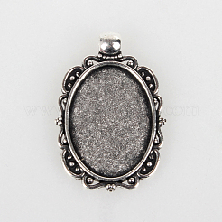Tibetischen Stil Anhänger cabochon Fassungen mit antiken metallic Farbe und erhöht Skulptur sind voller Retro-Stil X-TIBEP-O006-51AS