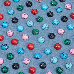 48 Stück 7 Farben synthetische Edelstein-Cabochons G-FH0002-33