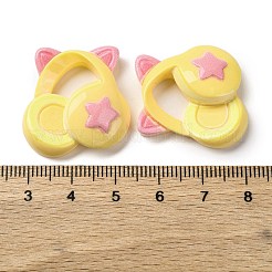 Undurchsichtige Cabochons aus Kunstharz mit Musikmotiven CRES-Z010-02C