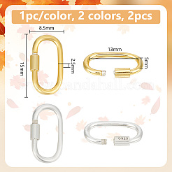 2 Stück 2 Farben 925 Sterling Silber Schraubverschluss Karabiner FIND-GO0001-61