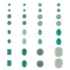 32 Stück 12 Stile natürliche grüne Aventurin-Cabochons G-FH0002-19