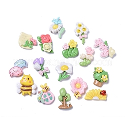 Frühlingsmotiv undurchsichtige süße Decoden-Cabochons aus Kunstharz RESI-B024-06