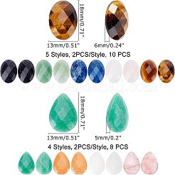 18 Stück Cabochons aus natürlichen und synthetischen Edelsteinen im 9-Stil G-FH0001-46