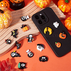 24 Stück 14 Stile Halloween undurchsichtige Harz-Cabochons RESI-SC0003-30