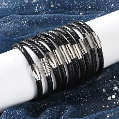 Misch geflochtenen Lederband Armbänder BJEW-I199-M