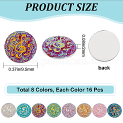 128 Stück 8 Farben Harz Cabochons CRES-CN0001-07