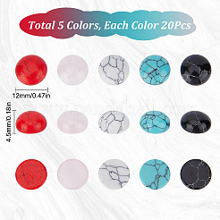 100 Stück 5 Stile synthetischer Türkis & natürlicher Rosenquarz Cabochon G-SC0002-33