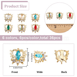 36 Stück 6 Farben Legierung Strass Cabochons MRMJ-CP0001-08