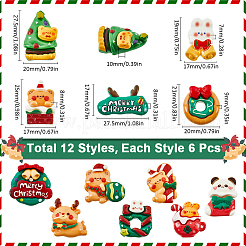 72 stücke 12 arten weihnachtsthema opake harz cabochons RESI-SC0005-73