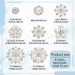 32 Stück 8 Stile aus Messing und Legierung mit Strass-Cabochons FIND-FG0002-86