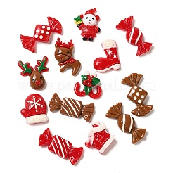 Deko-Cabochons aus undurchsichtigem Harz mit Weihnachtsmotiv RESI-H164-04