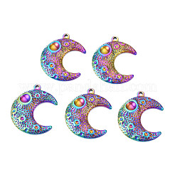 Gestellbeschichtung Regenbogenfarbe 201 Edelstahl Anhänger Cabochon Fassungen STAS-T063-192M