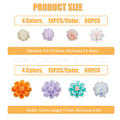120 Stück 8 Stile Blumenharz-Cabochons MRMJ-FH0001-30