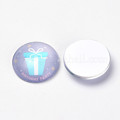 Cabochons aus bedrucktem Glas mit flachem Rücken X-GGLA-Q056-015-25mm