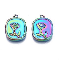 Rack-Plating Regenbogen Farbe 304 Edelstahl Anhänger Strass Einstellungen STAS-N098-031