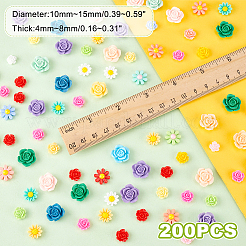 200 Stück opake Harz-Cabochons RESI-GA0001-24