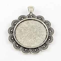 Weinleselegierungs geschnitzten Blumenbrosche Cabochon Lünette Fassungen TIBEP-Q055-08AS-RS
