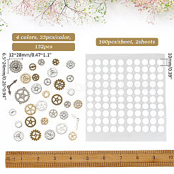 132 Stück 4-farbige Legierungs-Cabochons DIY-WR0003-98