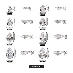 315 Stück tropfenförmige Zirkonia-Cabochons in 8 Stilen ZIRC-YS0001-02
