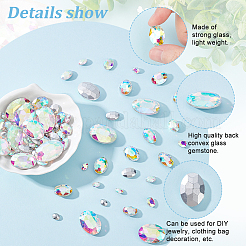 94 Stück 6 Stil Strass-Cabochons aus Glas mit spitzem Rücken DIY-FG0003-64