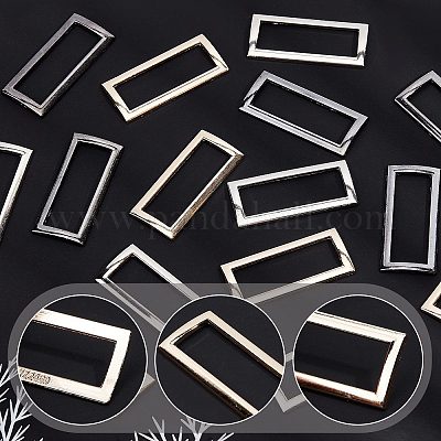 Wholesale GORGECRAFT 1 Box 3 Colors 15PCS Metal Flat Rectangle Rings